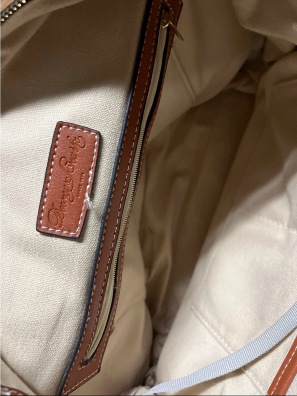 Dooney & Bourke Dillen Double Pocket Satchel in Black w/Caramel Trim - Picture 5 of 7
